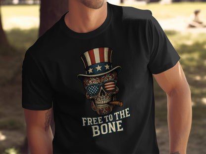 Free to The Bone Patriotic Skull Graphic Tee product