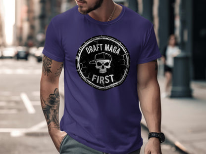 Draft Maga First Skull Design Men's T-Shirt