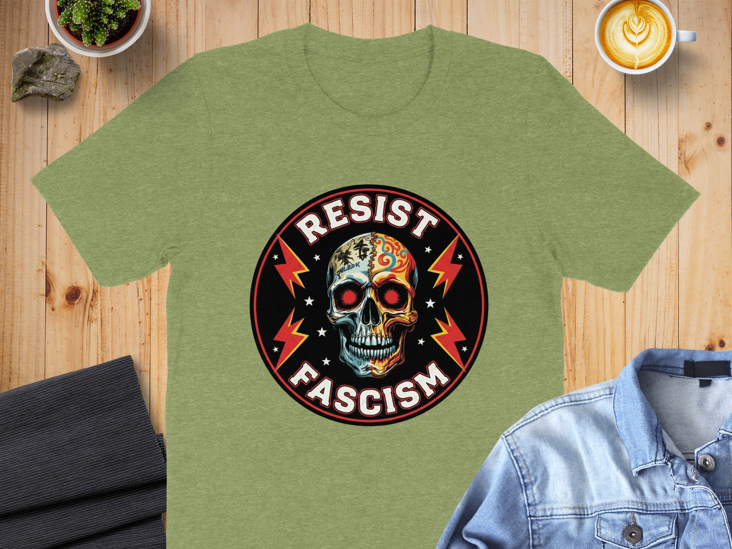 Resist Fascism Skull Design Graphic T-shirt product type