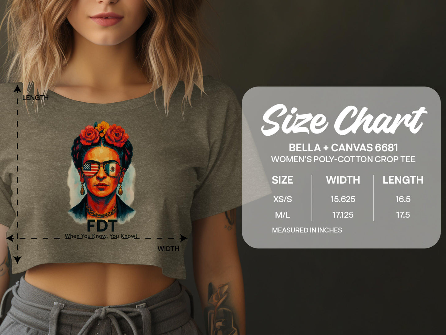Frida Kahlo Art Bella Canvas Crop Tee product
