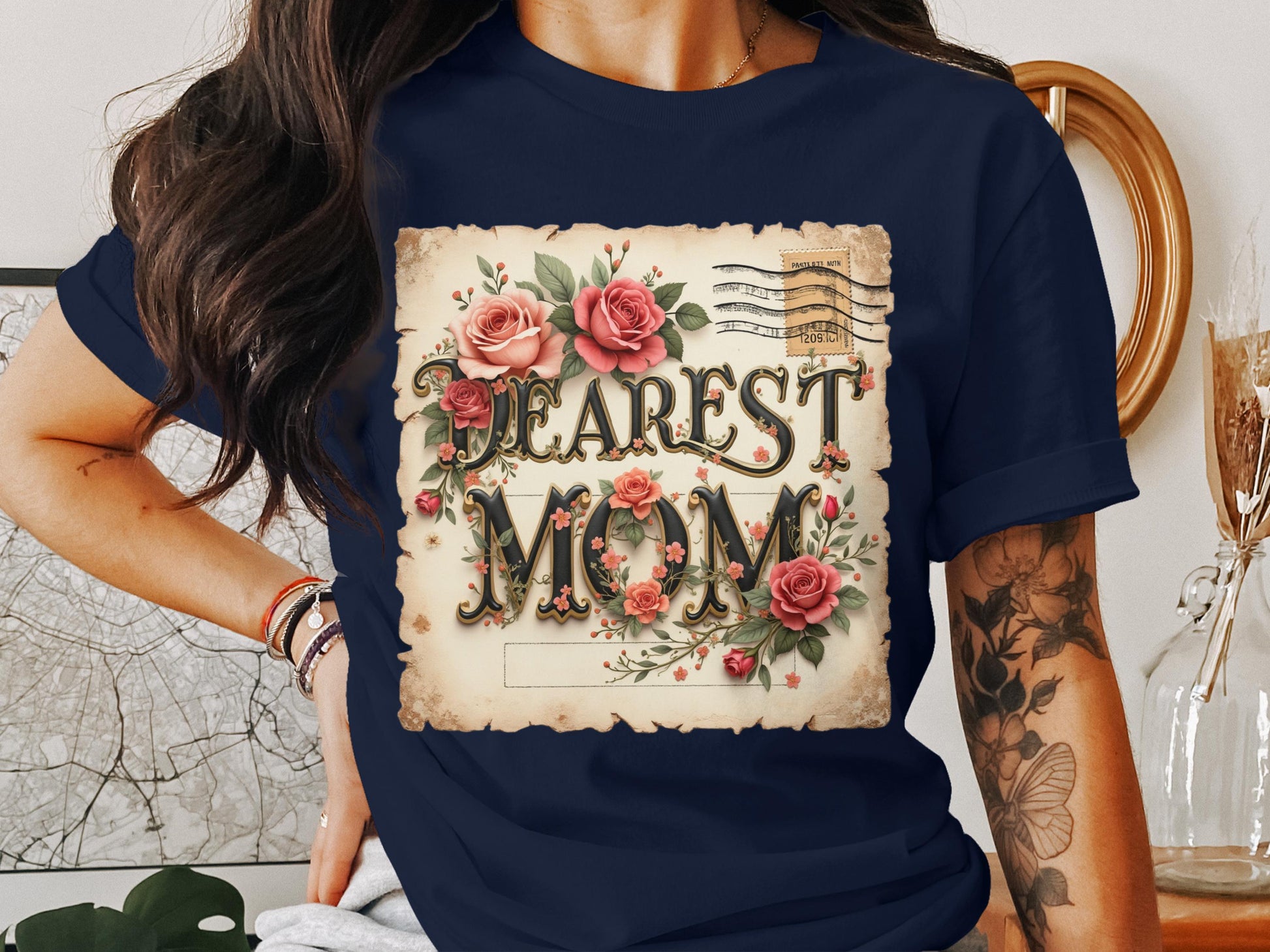 Dearest Mom Vintage Floral Design Graphic T-Shirt product