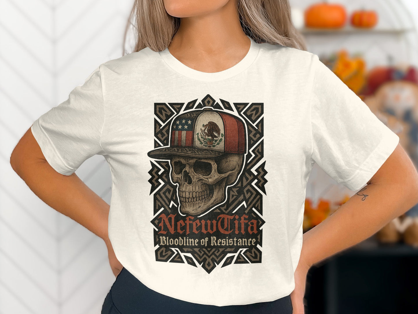Skull and Cap Design NephewTifa Bloodline Resistance Shirt