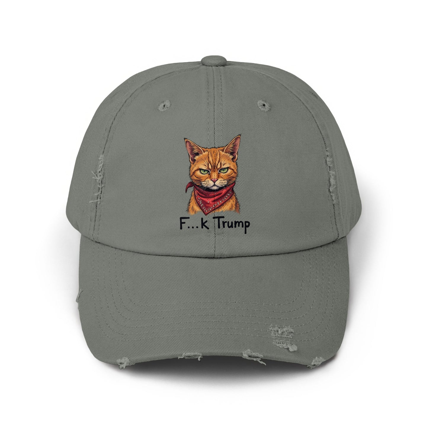 Cat with Bandana F...k Trump Distressed Hat product