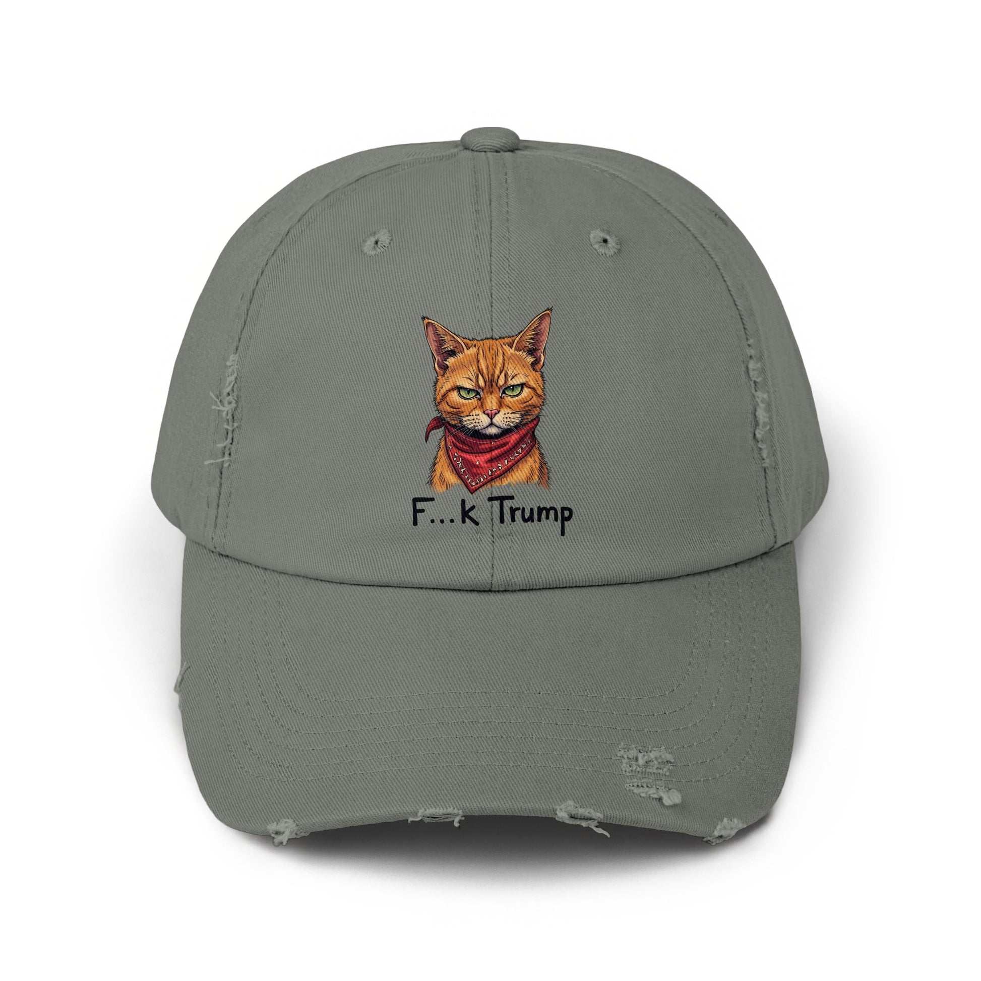Cat with Bandana F...k Trump Distressed Hat product