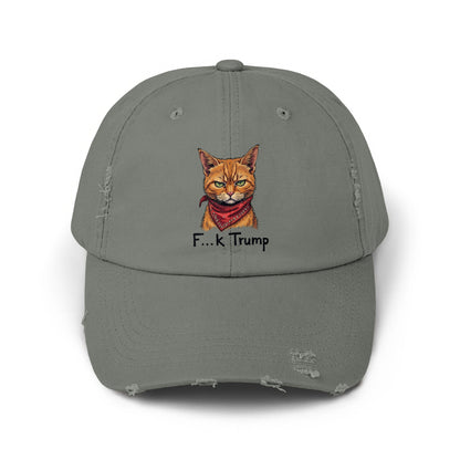 Cat with Bandana F...k Trump Distressed Hat product