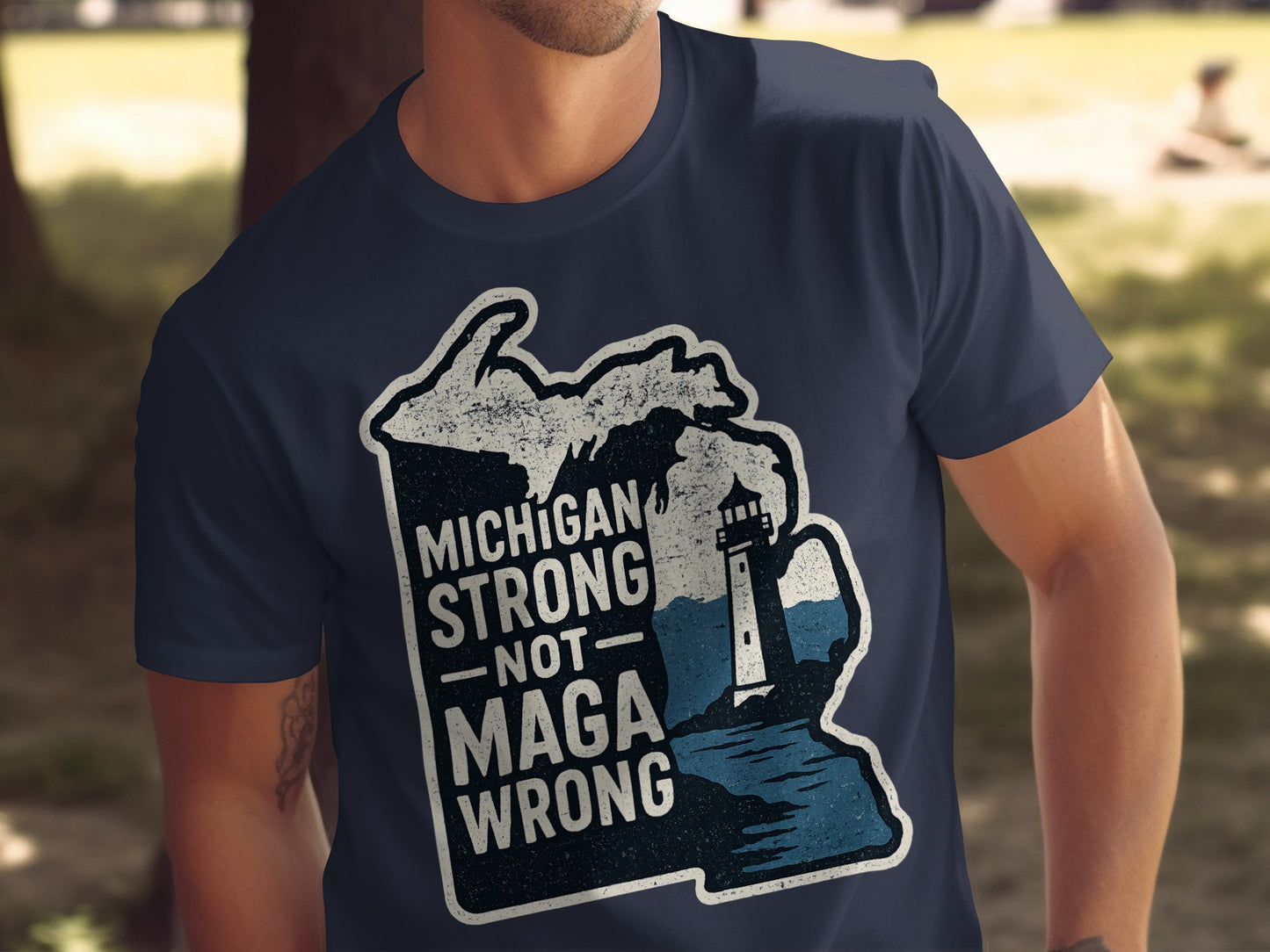 Michigan Strong Not Maga Wrong Graphic T-Shirt product