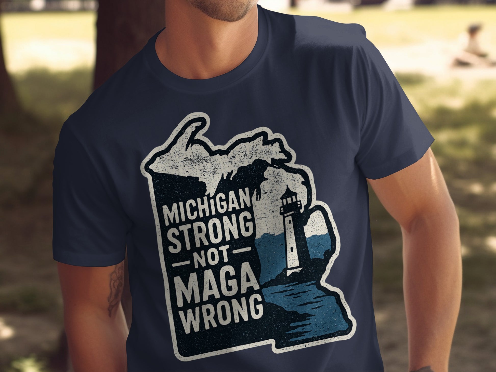 Michigan Strong Not Maga Wrong Graphic T-Shirt product