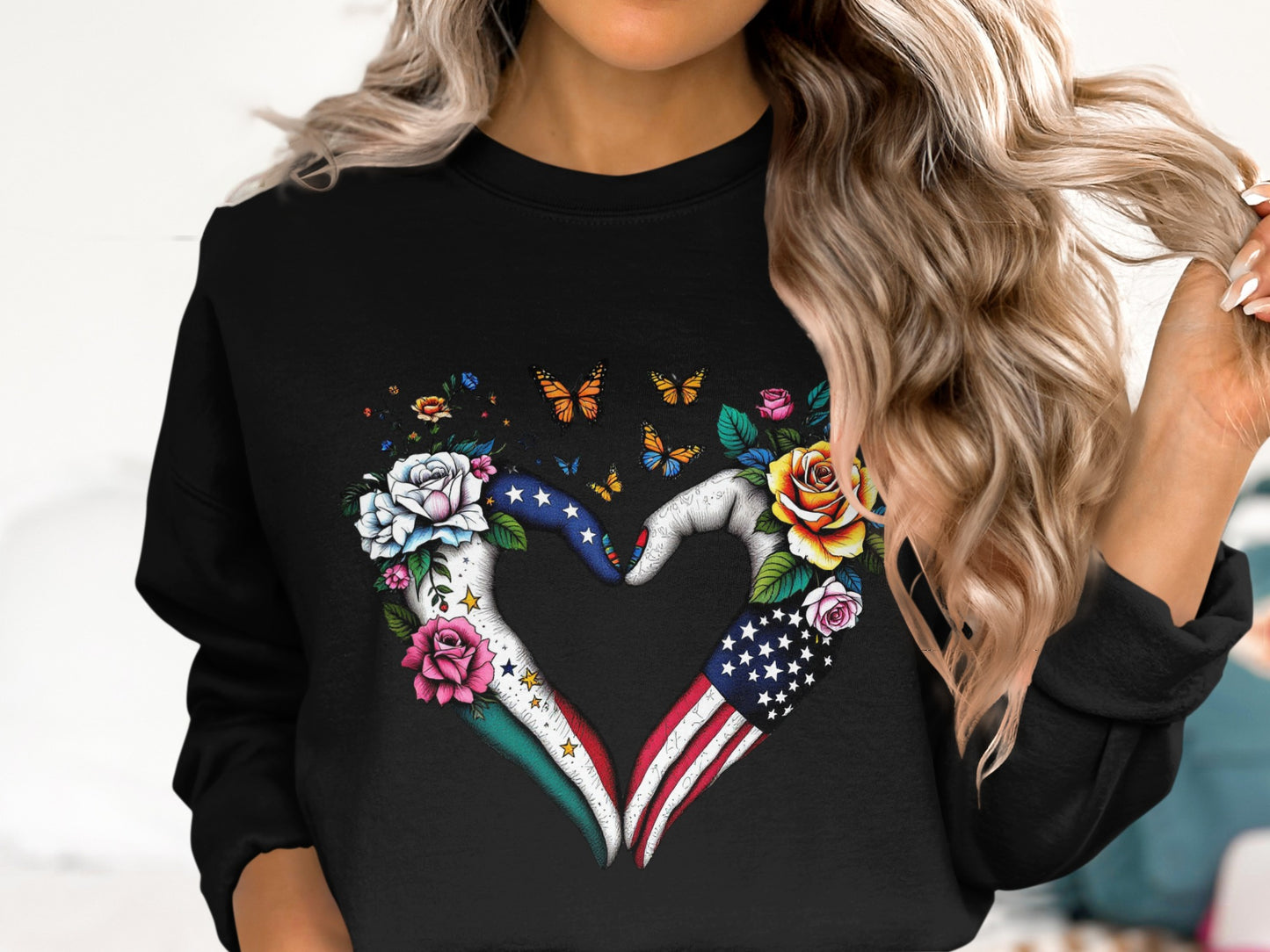 American Flag Floral Heart Design Sweatshirt product