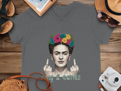 My 2 Cents Graphic T-Shirt with Colorful Flower Crown