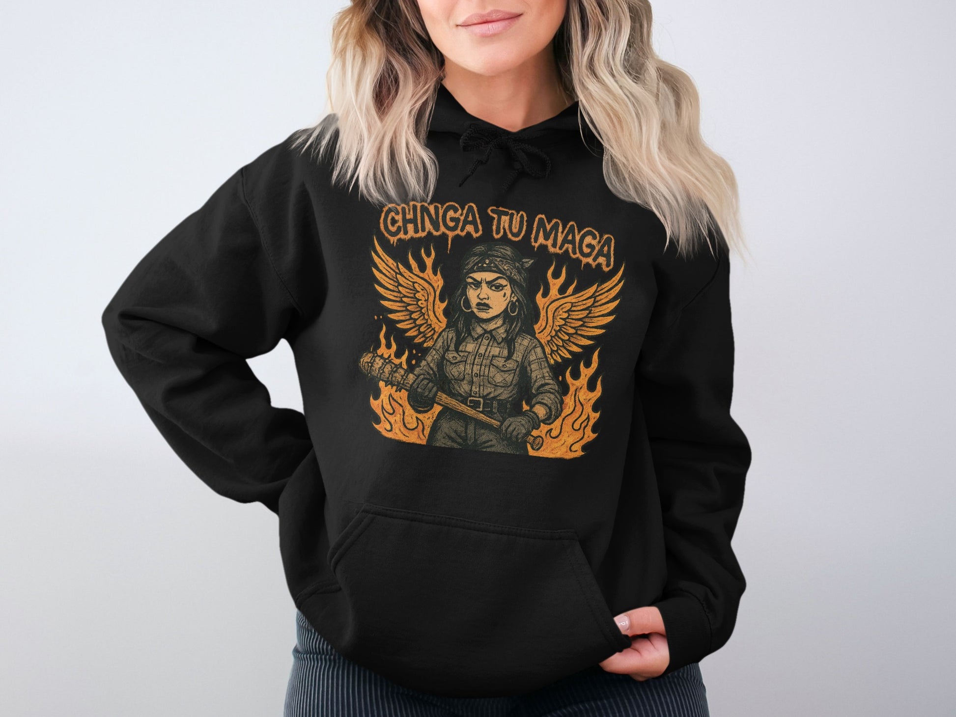 Chinga Tu Maga Angel Holding Baseball Bat product type