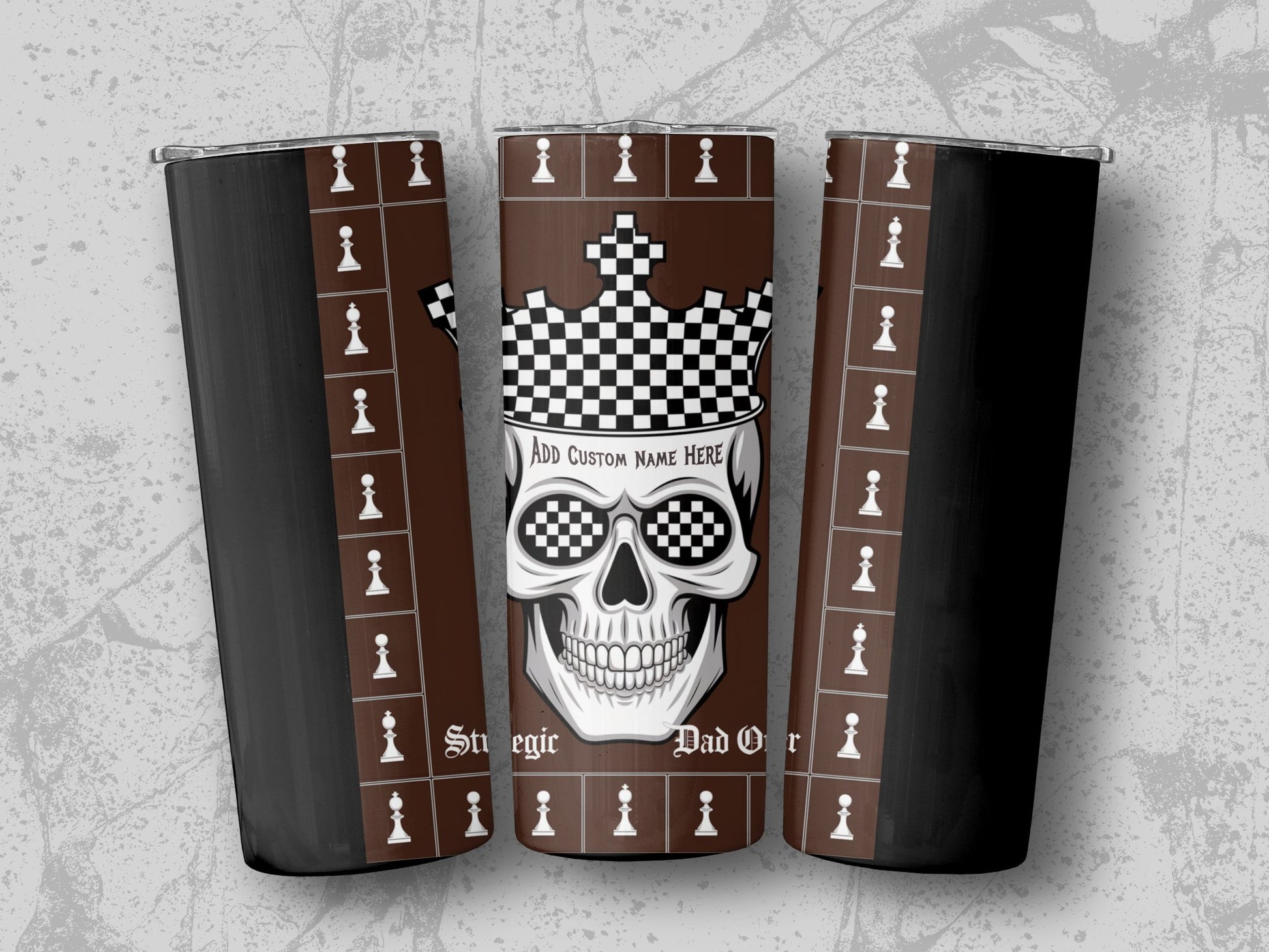 Chess Skull King Engraved Travel Mug Strategic Dad Gift product