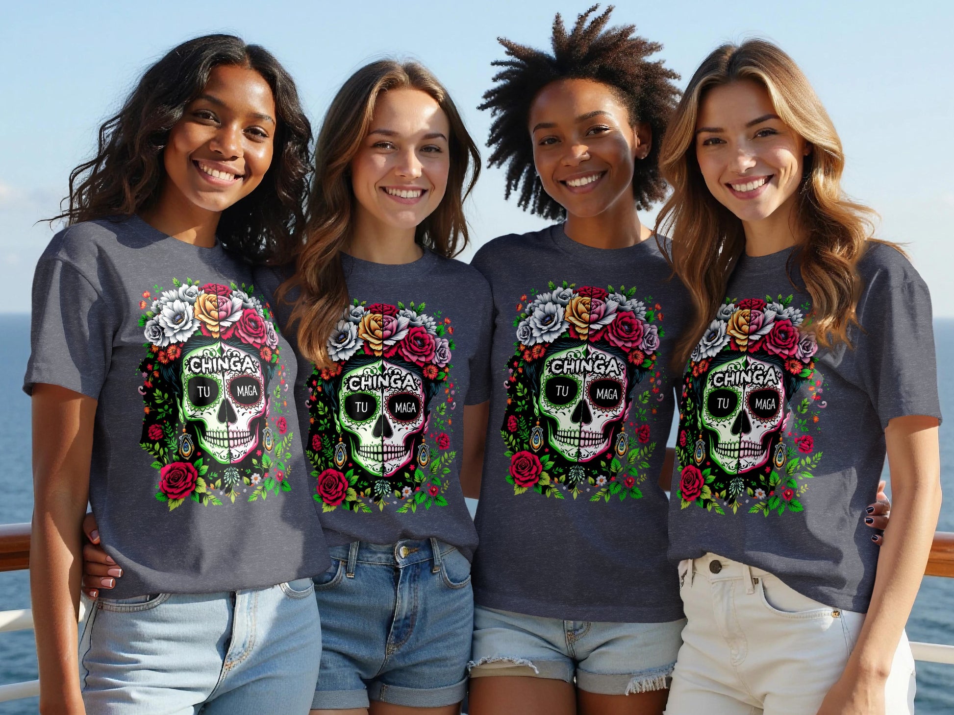 Colorful Chinga Tu Madre Skull T-shirt product