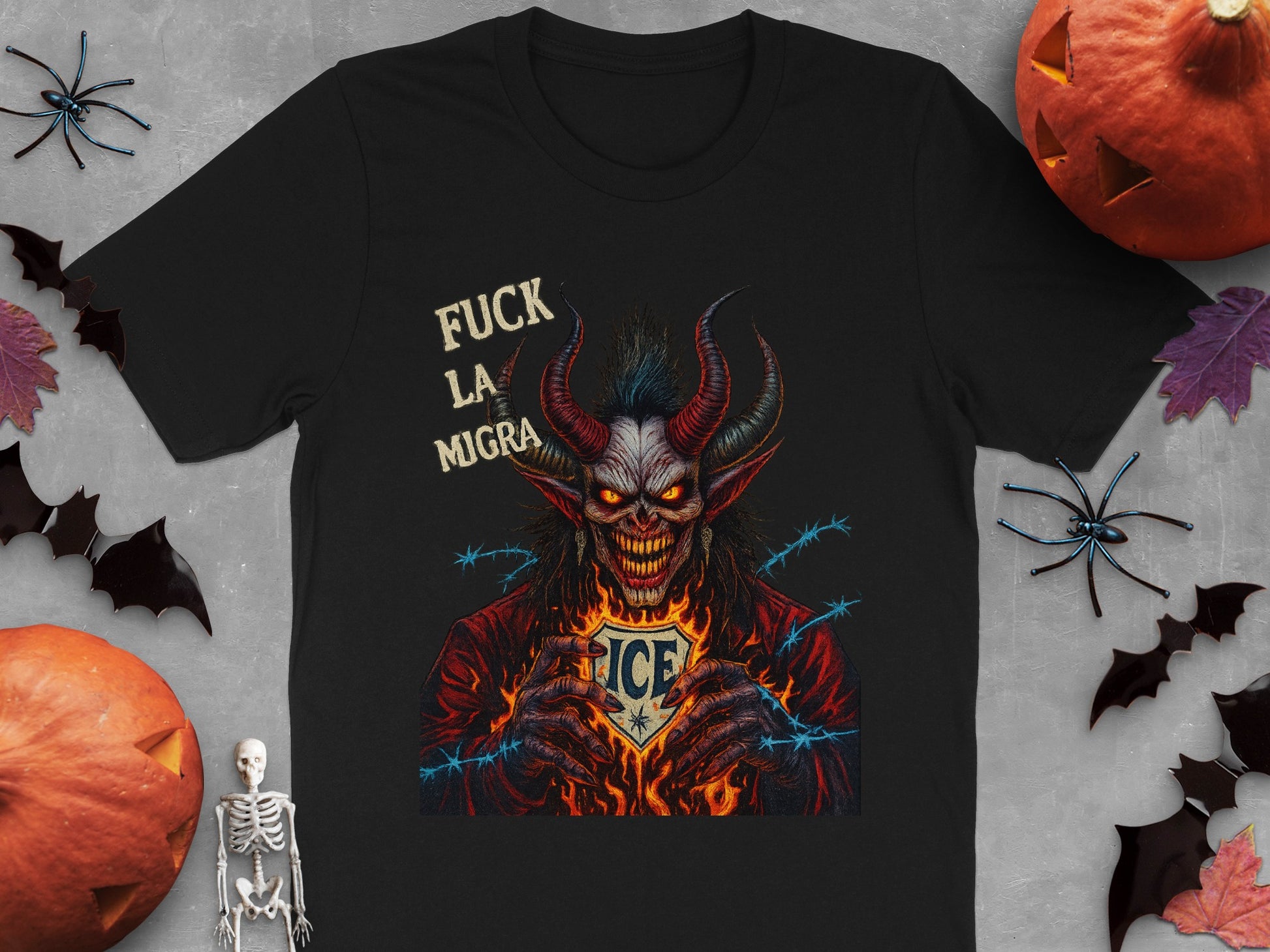 Sinister Demon T-Shirt with Halloween Elements product type