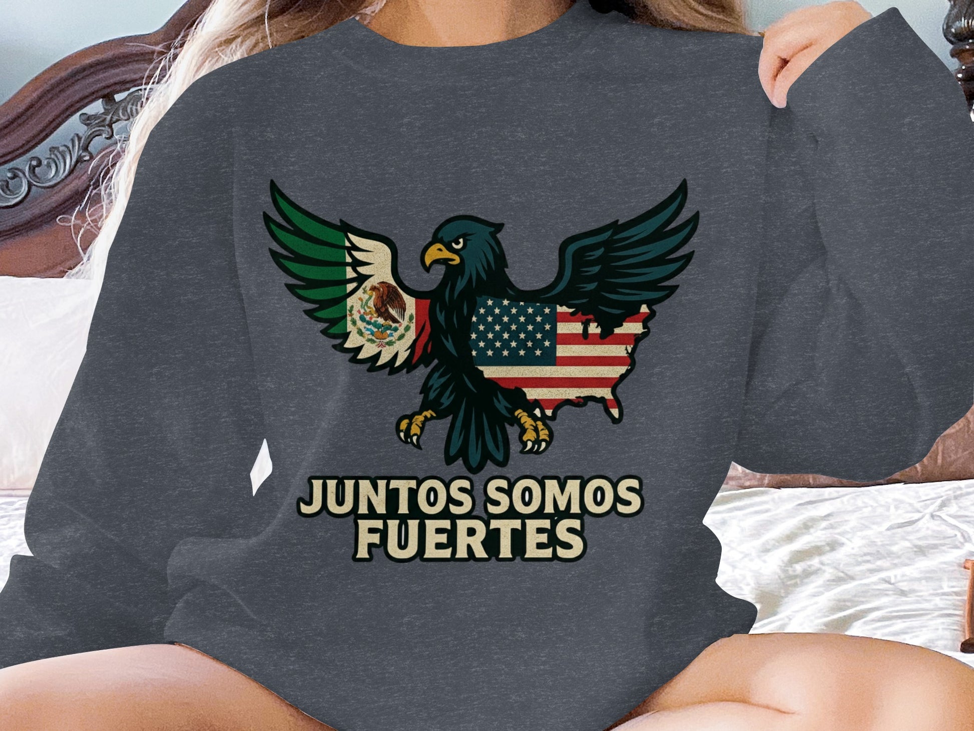 Juntos Somos Fuertes Bald Eagle Flag T-Shirt product
