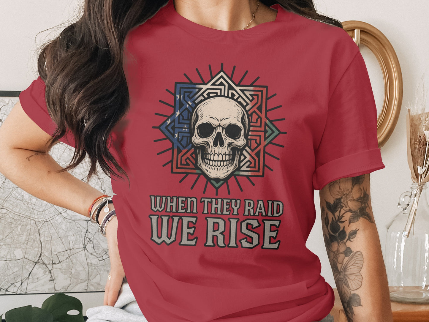 When They Raid We Rise Cool Skull T-Shirt