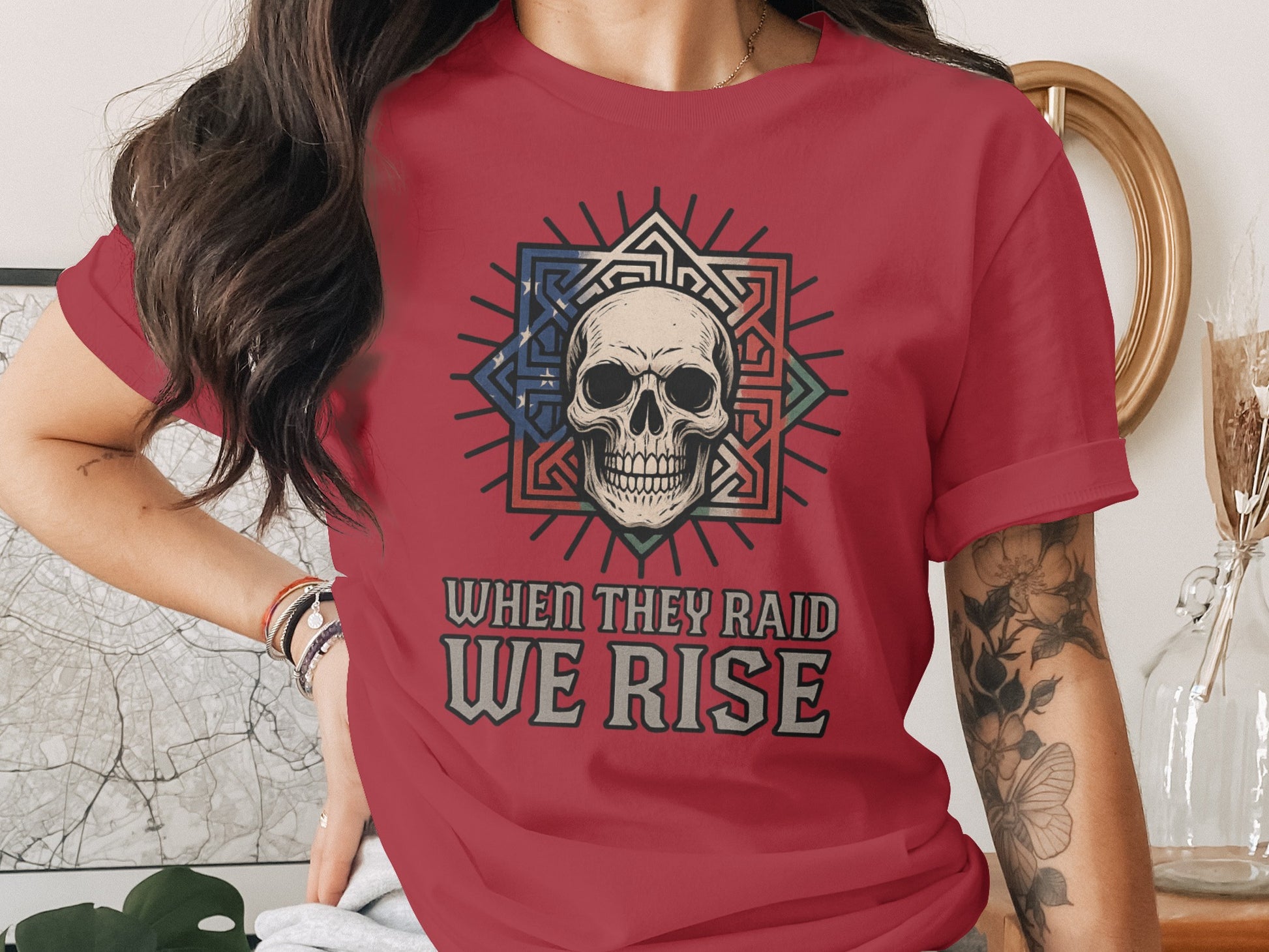 When They Raid We Rise Cool Skull T-Shirt