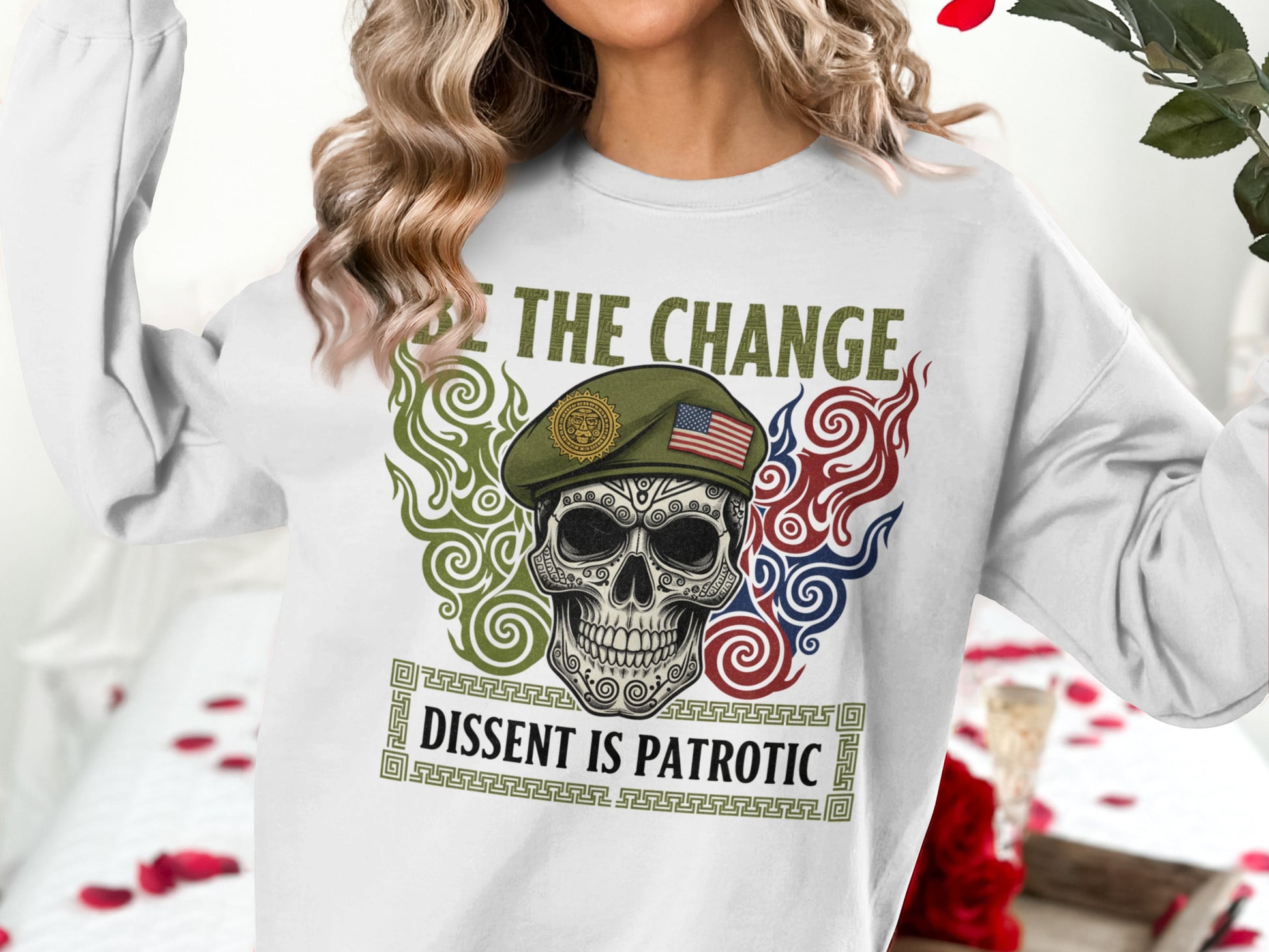 Be The Change Dissent Is Patriotic Skull Sweater