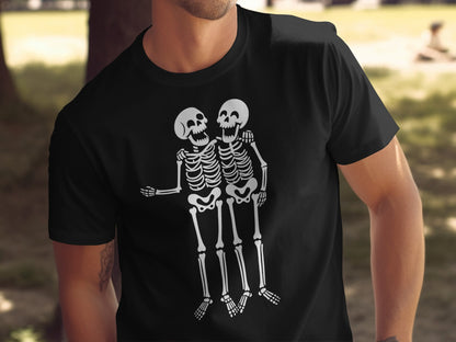 Skeleton Couple Design on Black T-Shirt product