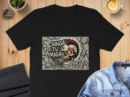 Chinga Tu Maga Smoking Skull Design T-shirt product type
