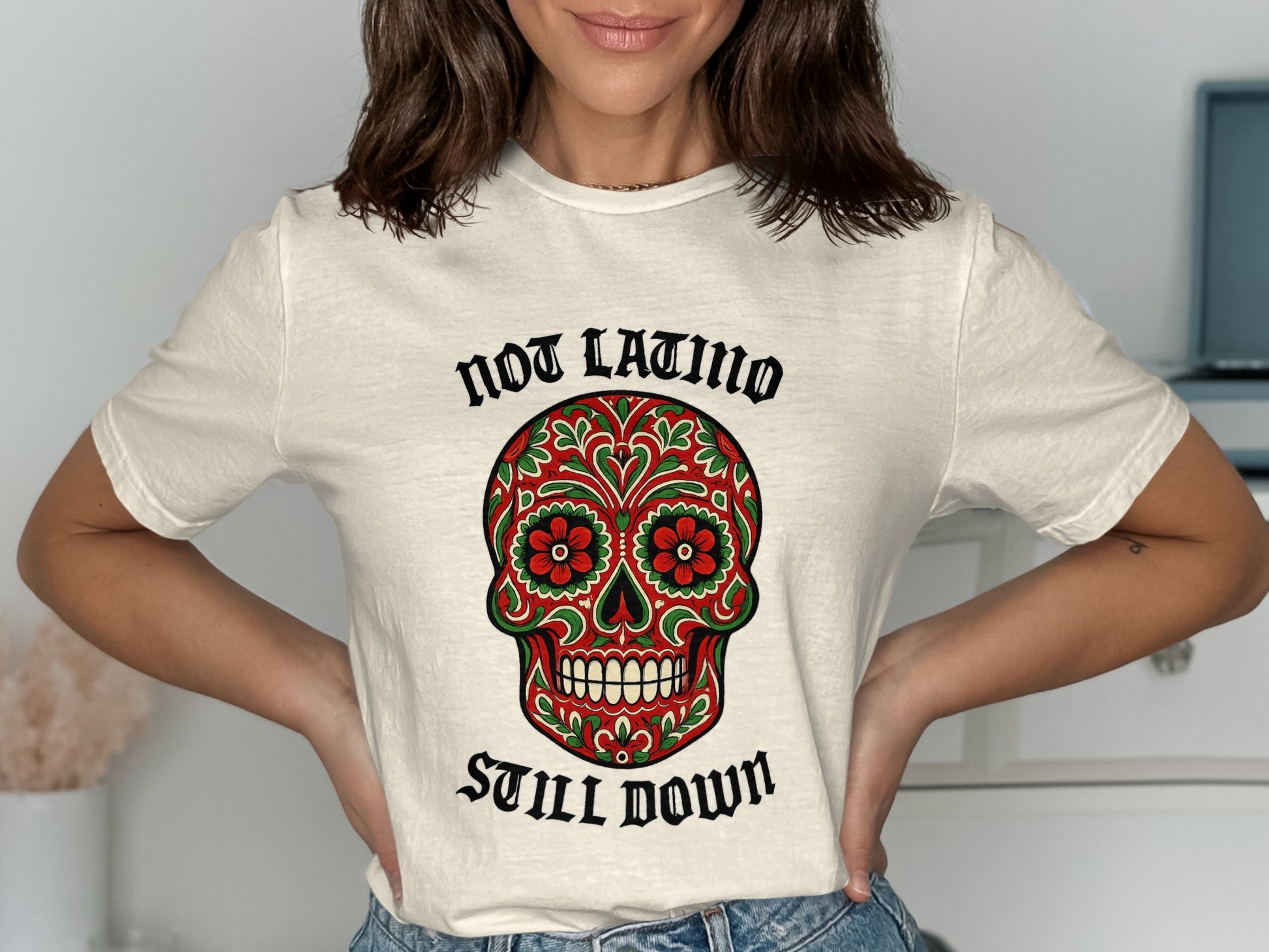 Not Latino Still Down Skull Graphic T-Shirt product type