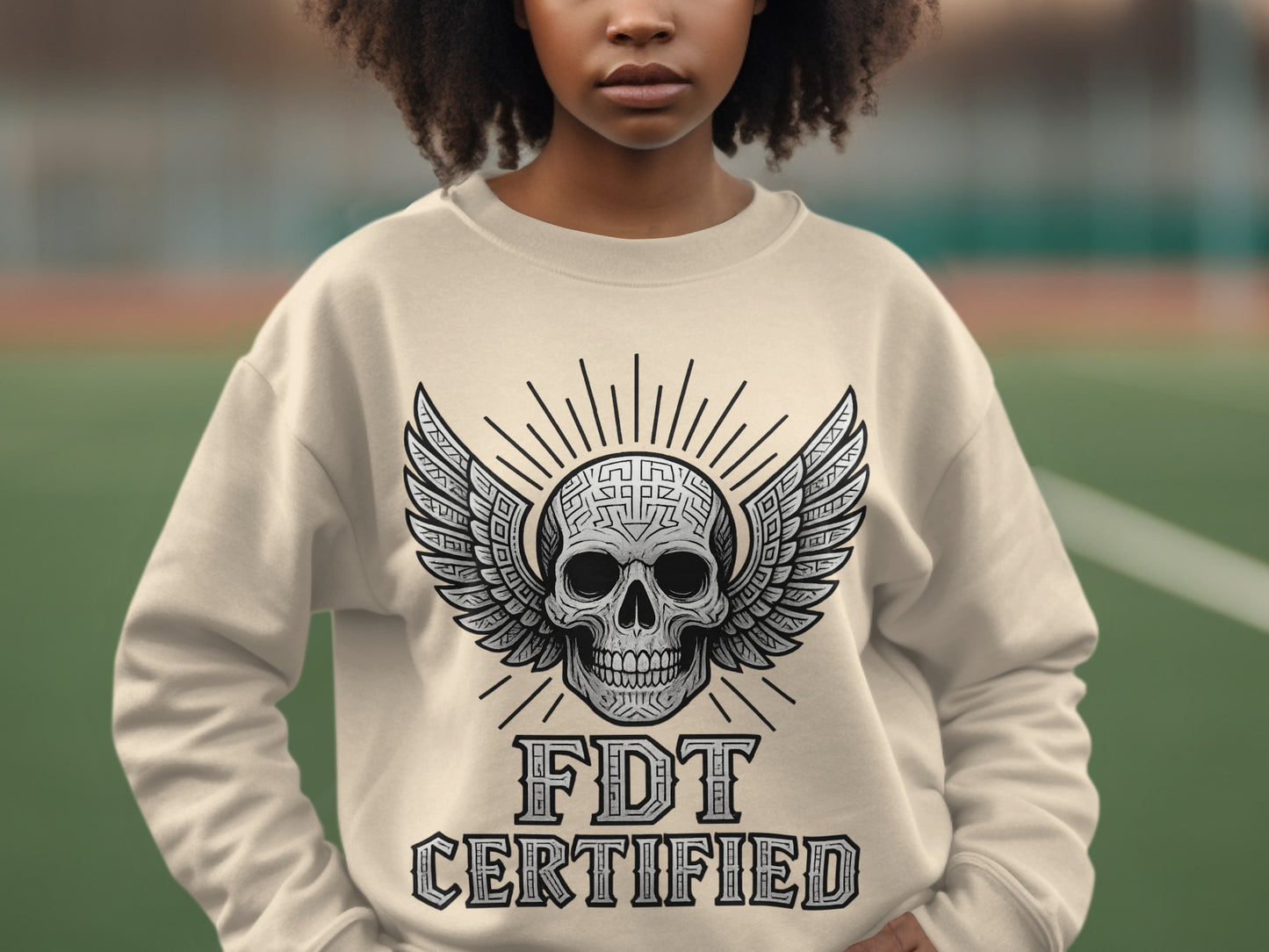 FDT Certified Skull with Wings Design Sweatshirt