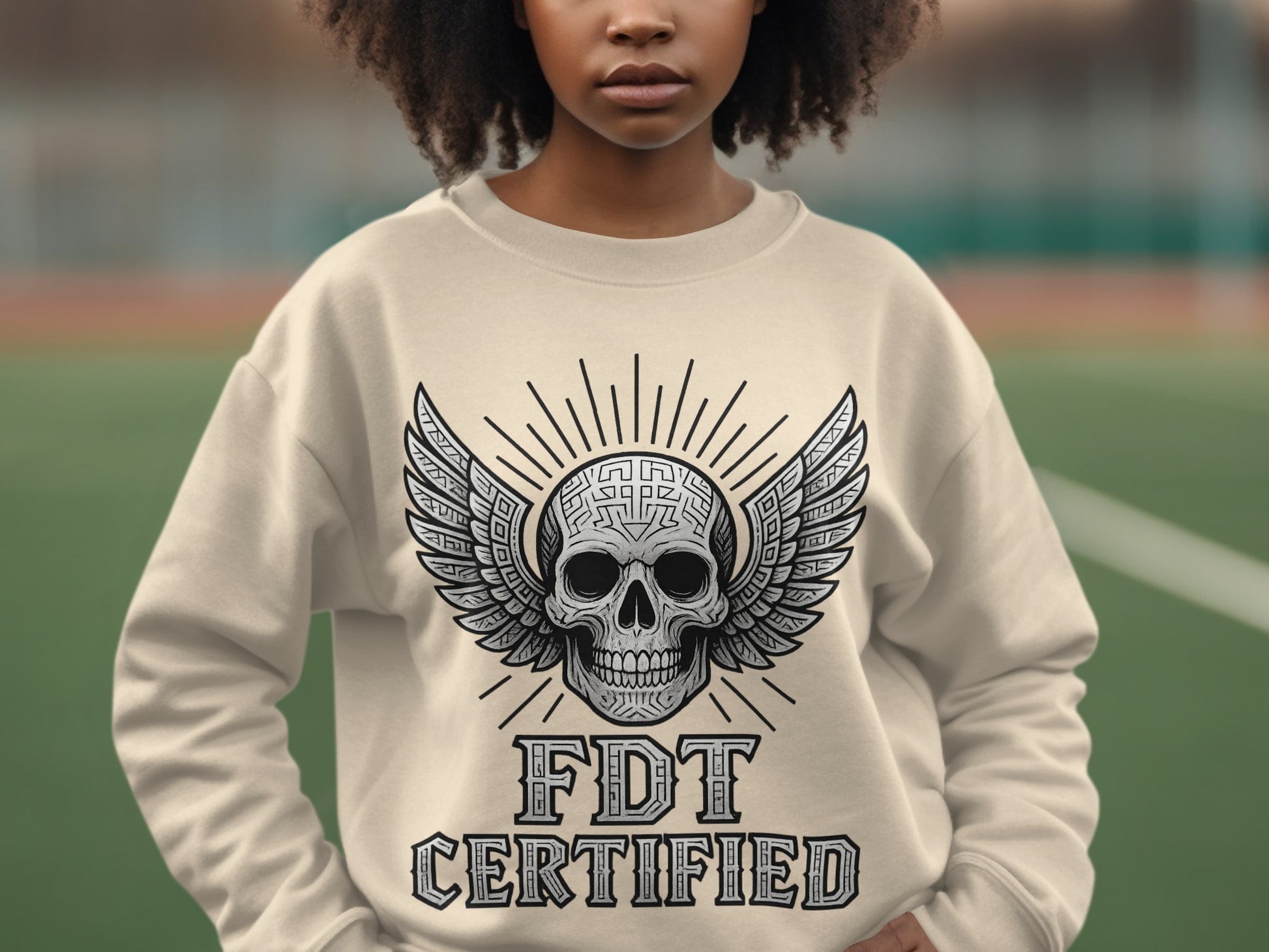 FDT Certified Skull with Wings Design Sweatshirt