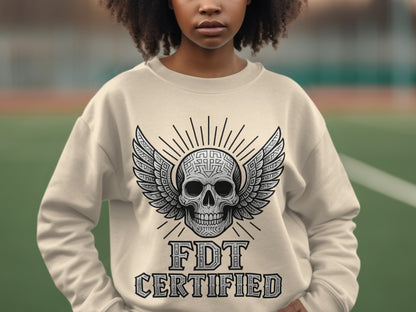 FDT Certified Skull with Wings Design Sweatshirt