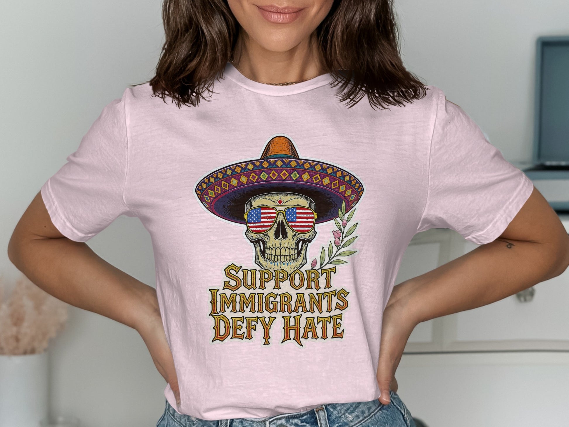 Support Immigrants Defy Hate Skull T-shirt product