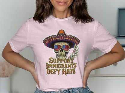 Support Immigrants Defy Hate Skull T-shirt product