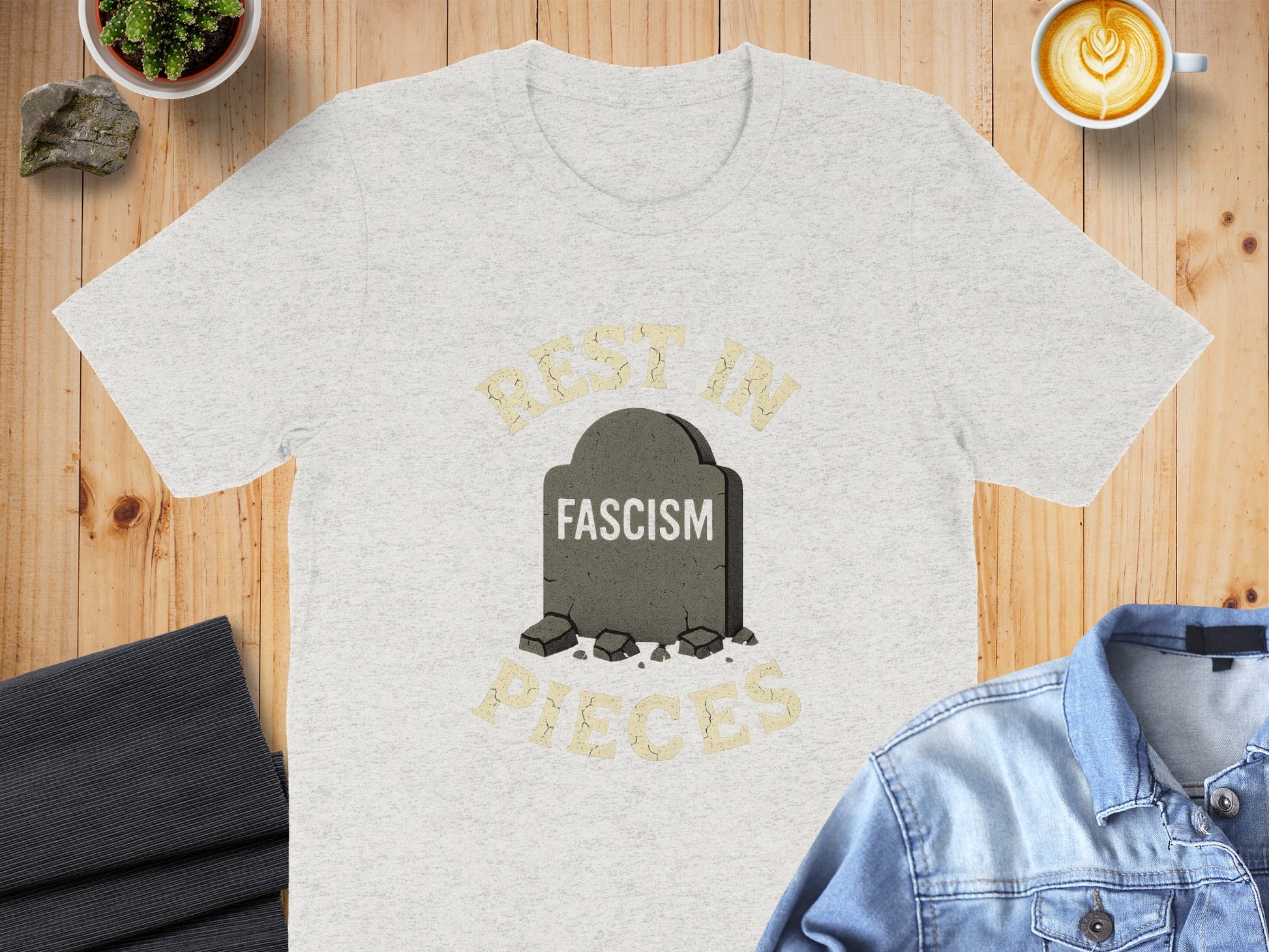Rest In Pieces Fascism Headstone Printed T-Shirt product type