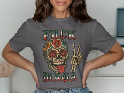 Fuck Maga Skull Peace Sign Graphic T-Shirt product