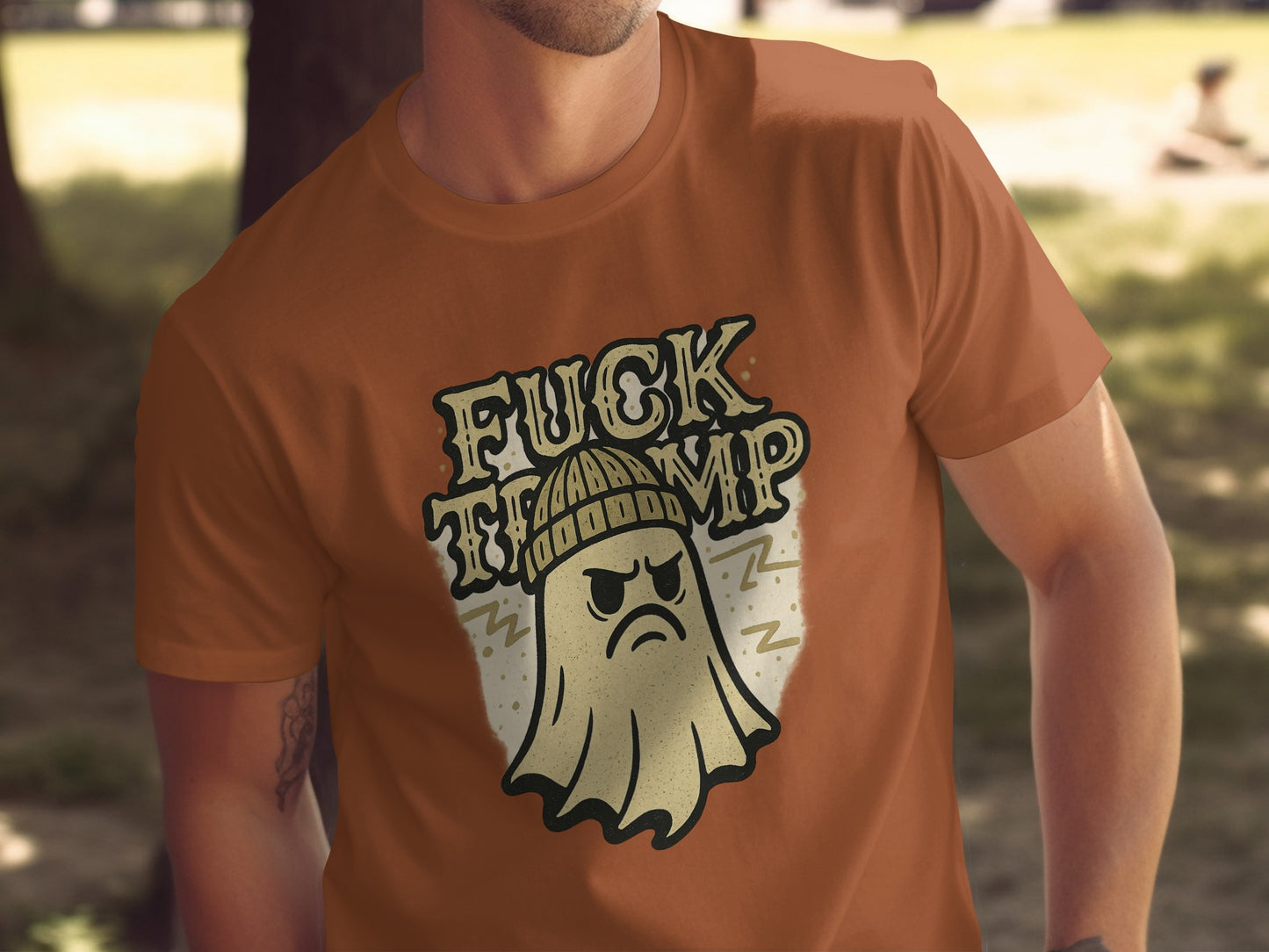Fuck Trump Angry Ghost Graphic Tee Shirt product