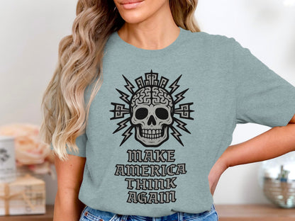 Make America Think Again Skull Graphic T-shirt