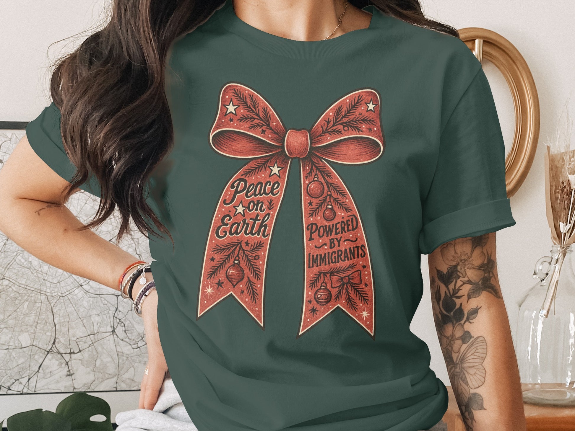 Peace on Earth Powered by Immigrants T-Shirt