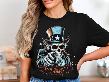 No Kings In My America Skull Print T-Shirt product type