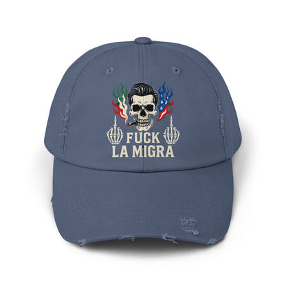 Skull Middle Finger Design Blue Cap product type