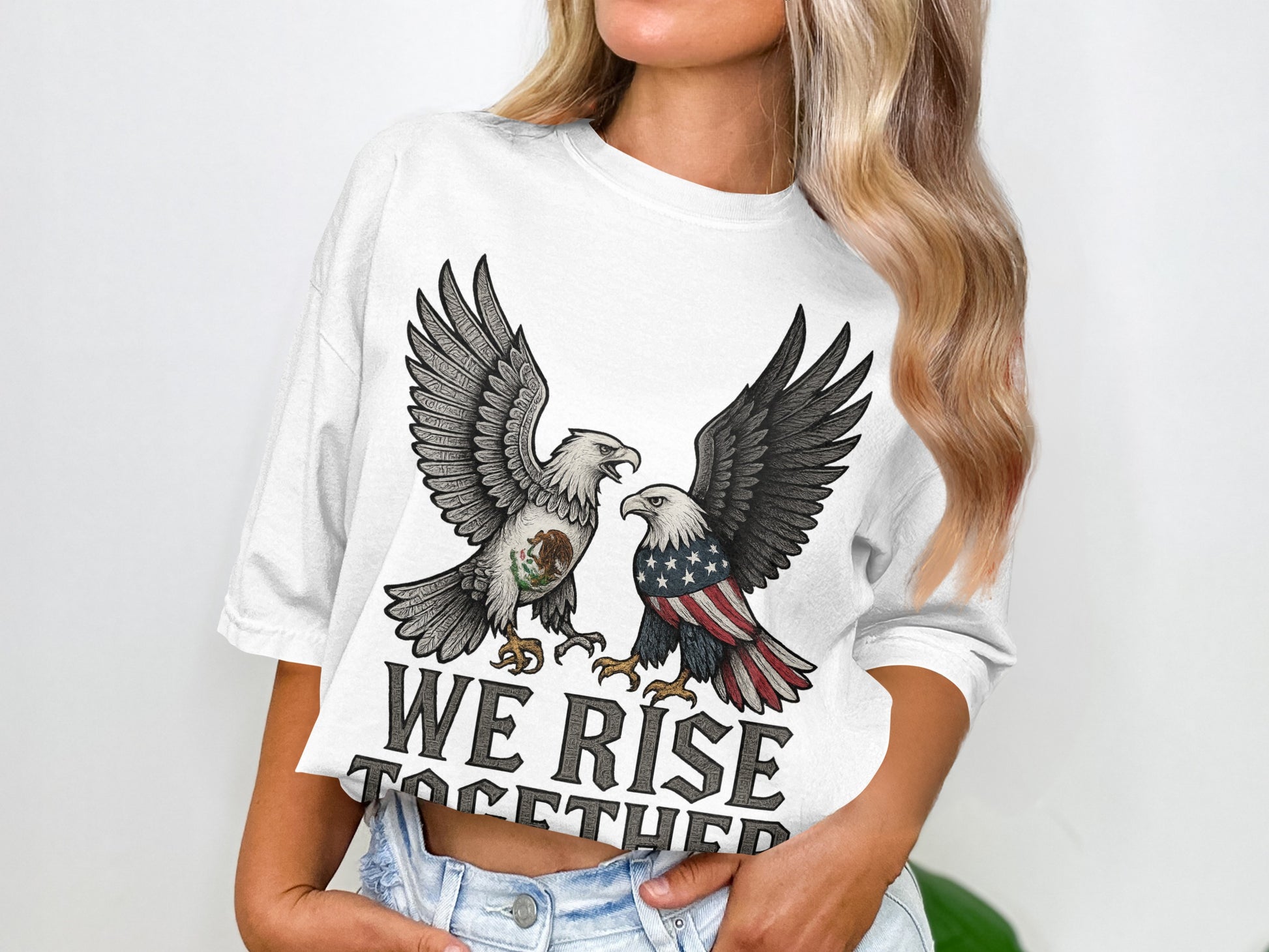 We Rise Together Graphic Tee Patriotic Eagles Shirt