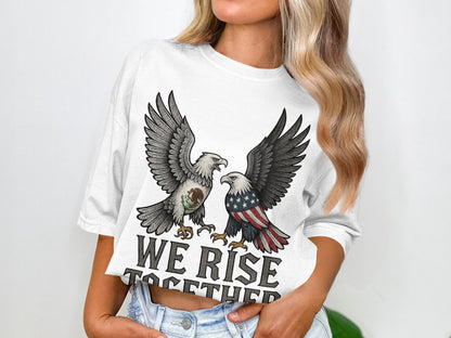 We Rise Together Graphic Tee Patriotic Eagles Shirt