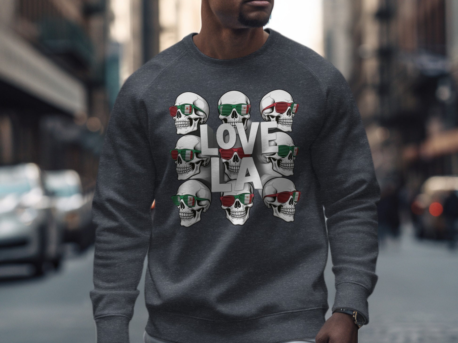 Love LA Skull Design Black Graphic Sweatshirt product
