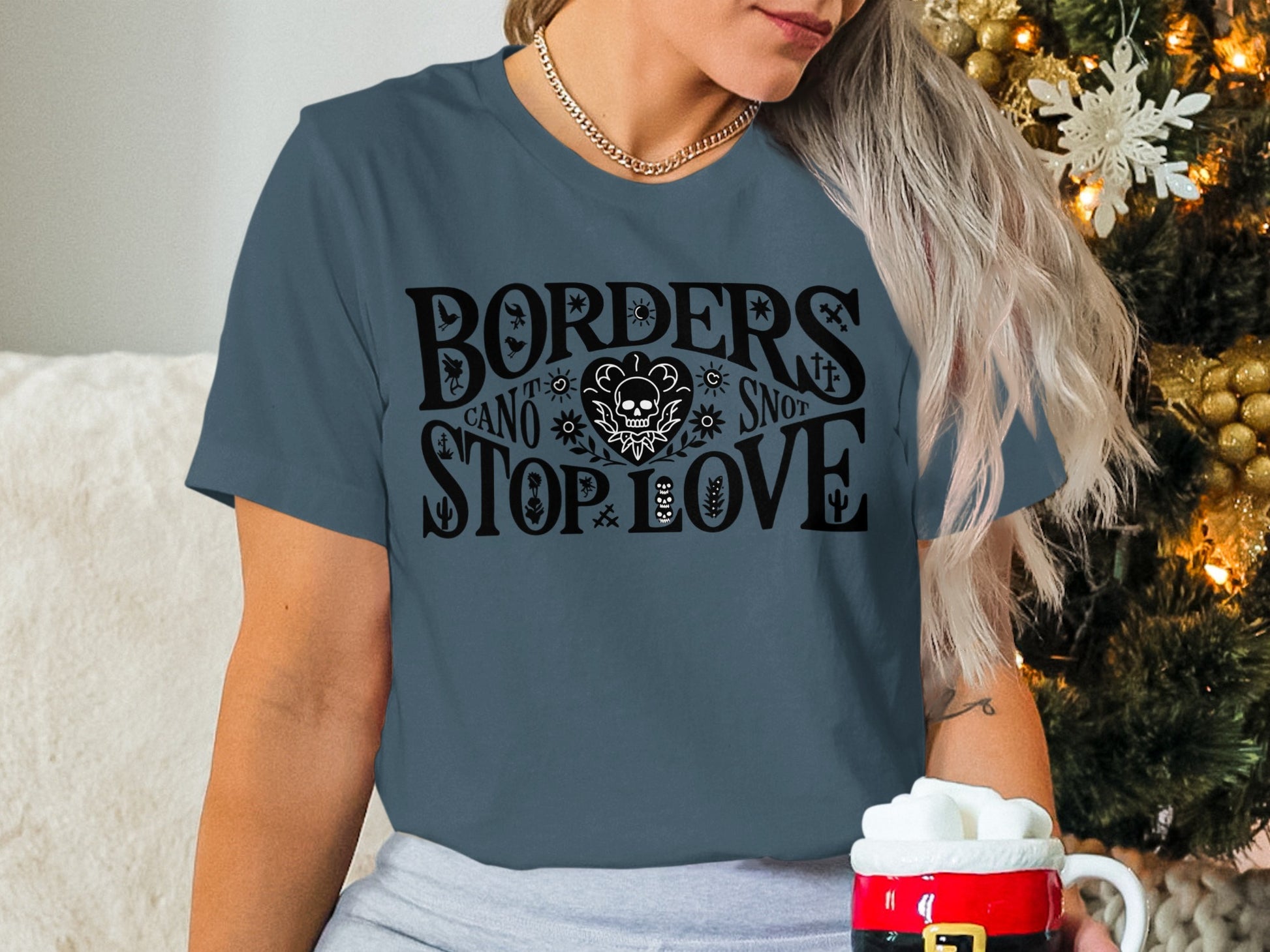 Borders Cannot Stop Love Bold Graphic Tee