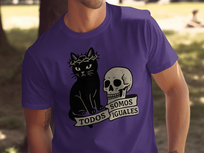 Todos Somos Iguales Cat Skull Design T-shirt product type