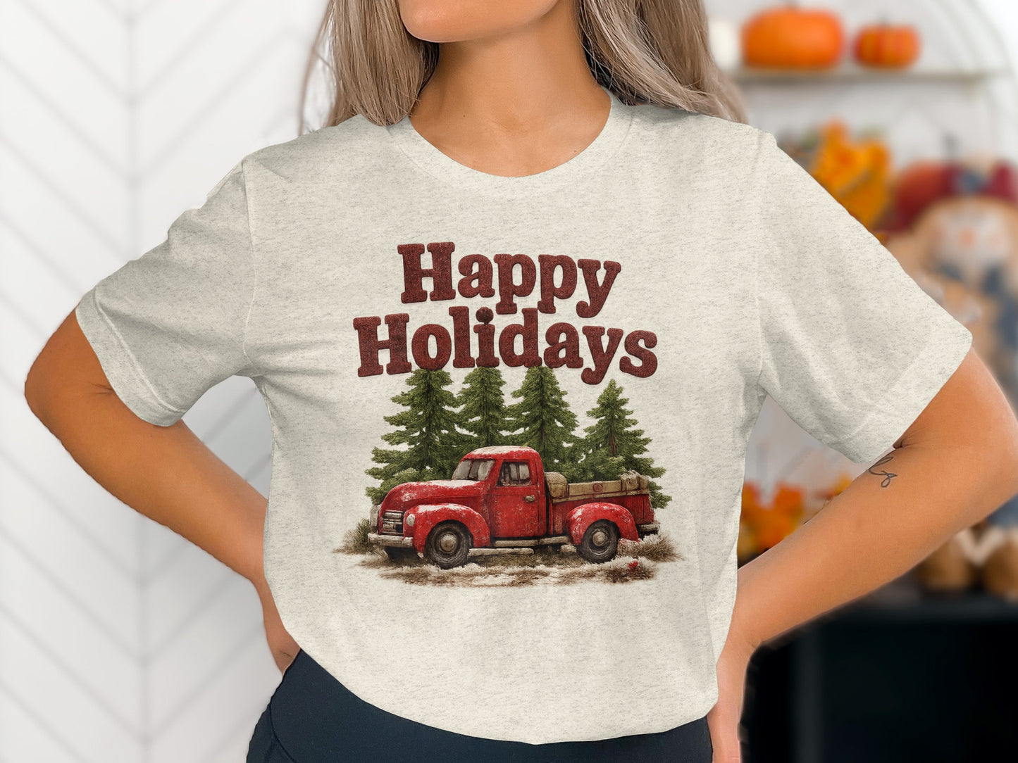 Happy Holidays Vintage Red Truck Christmas Shirt