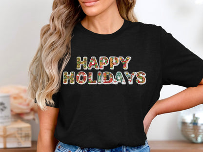 Festive Happy Holidays Graphic Tee for Women