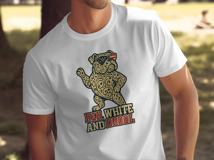 Red White and Drool Bulldog Graphic Tee Shirt product