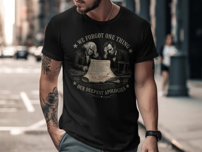 T-shirt with "We Forgot One Thing" and the Constitution text.
