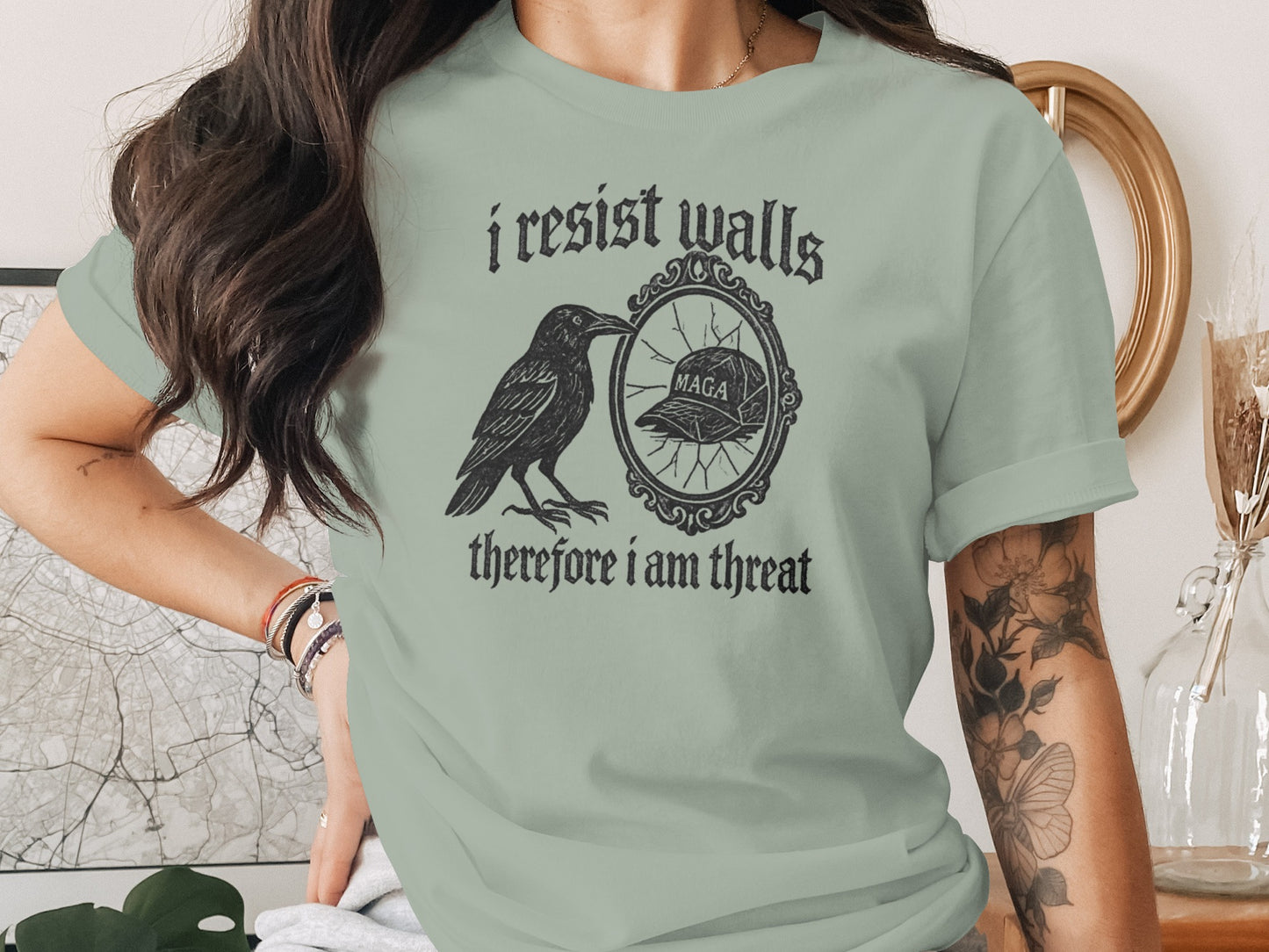 I Resist Walls Therefore I Am Threat T-Shirt
