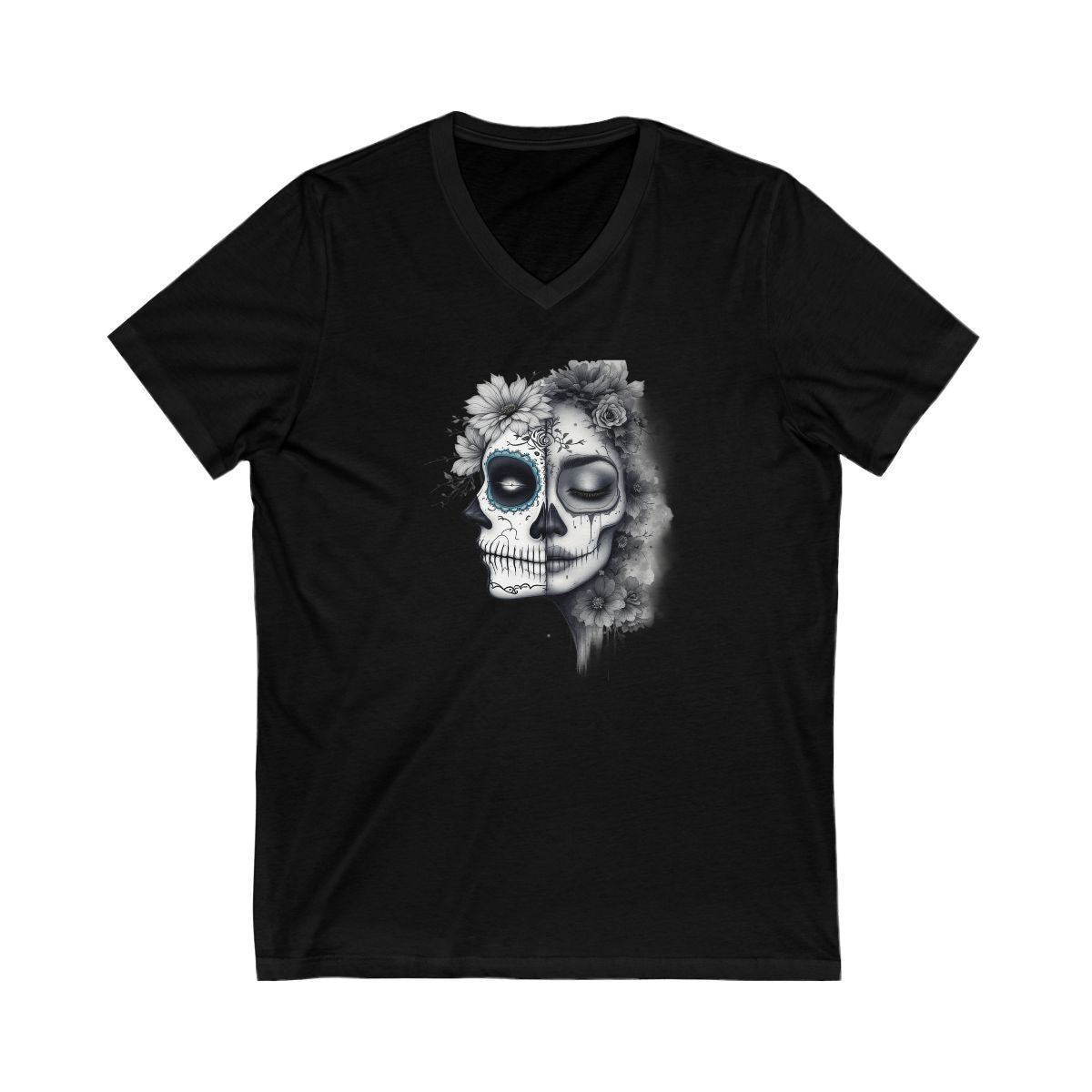 Day of the Dead Skull Design V-Neck T-Shirt product type