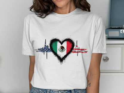 Mexican Flag Heartbeat Graphic Tee product type
