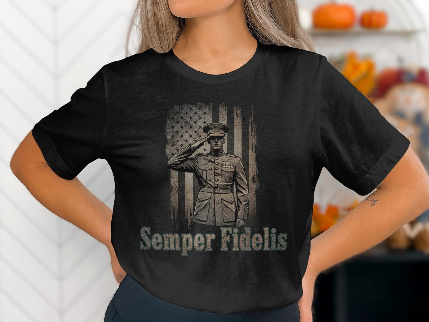 Semper Fidelis Salute Patriotic Military T-shirt