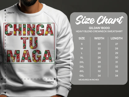 Chinga Tu Maga Heavy Blend Crewneck Sweatshirt